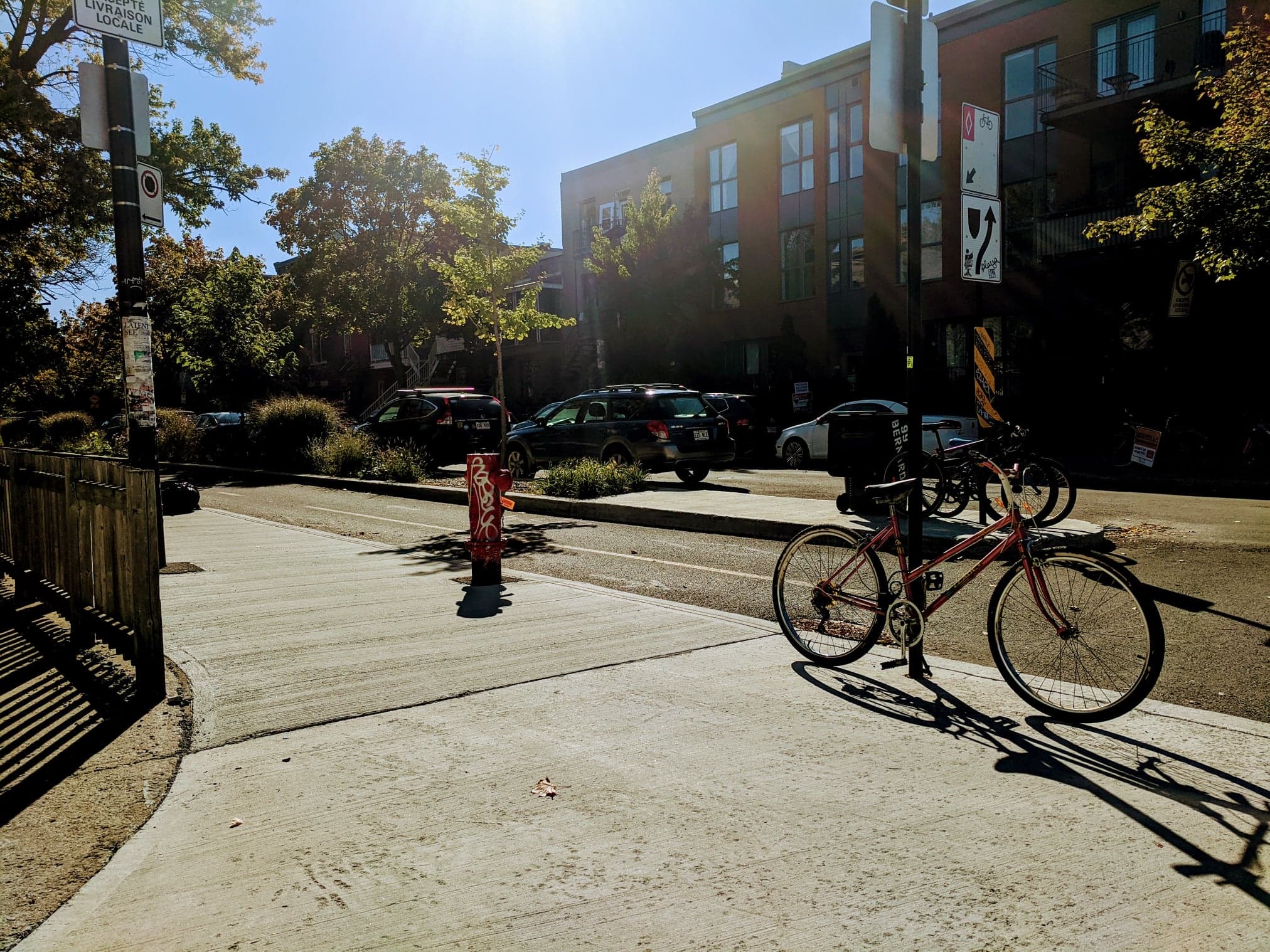 Aménagement cyclable, Montréal, 2020