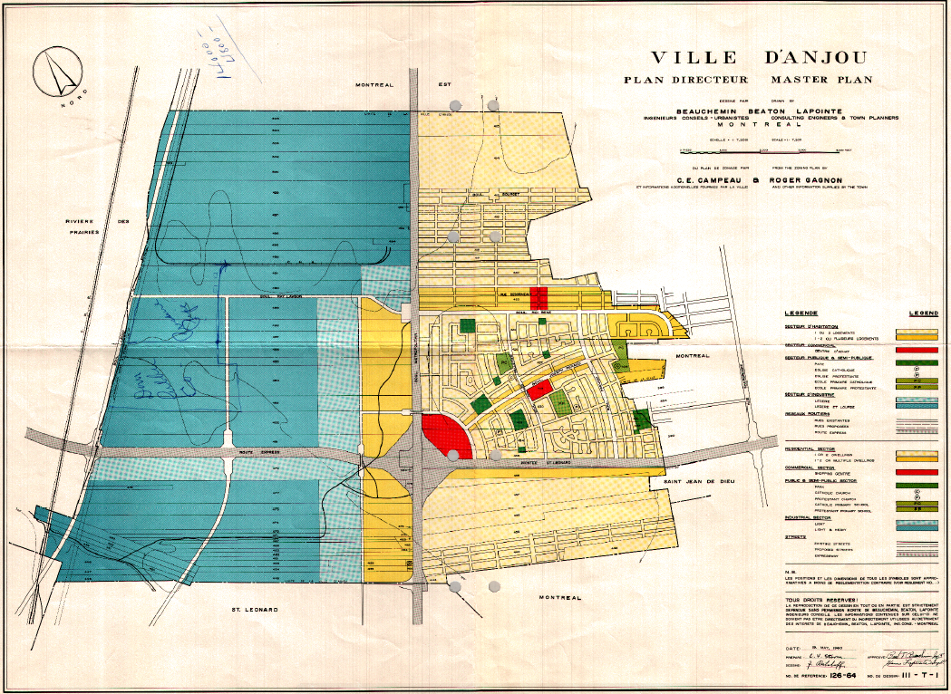 Plan directeur de Ville d’Anjou, 1960. Illustration : Archives de Ville d’Anjou