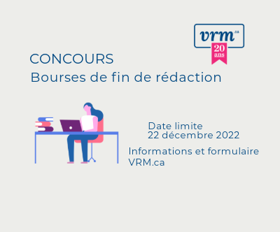 Affiche du concours des bourses de fin de rédaction VRM 2022