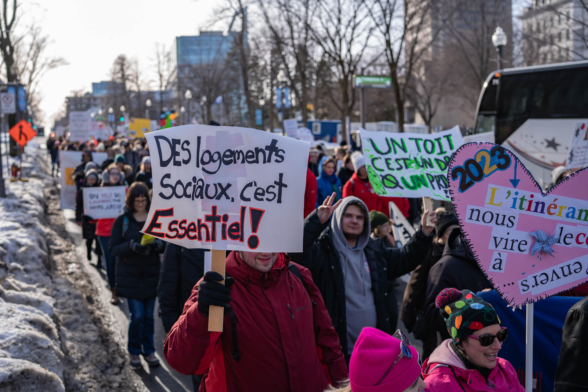 Manifestation nationale du FRAPRU à Québec, février 2023 Crédits photo : Emanuel Guay, 2023