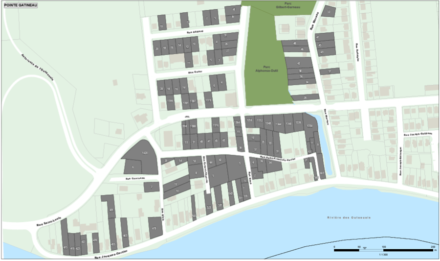 Statut de cession des terrains – décembre 2022 – Pointe-Gatineau et les environs Source : Ville de Gatineau, 2022