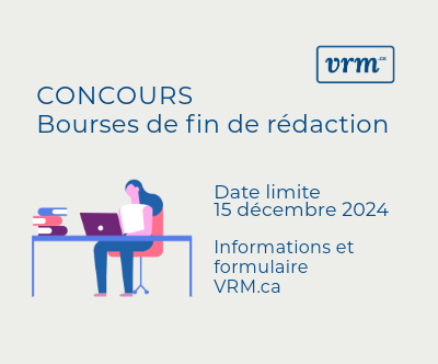 Affiche du concours des bourses de fin de rédaction VRM 2024