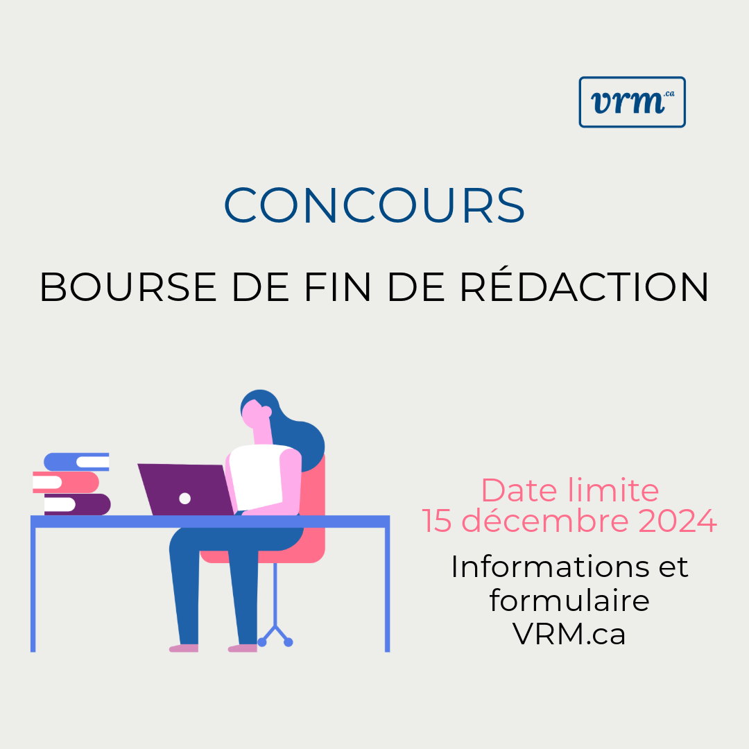 Affiche du concours des bourses de fin de rédaction VRM 2024