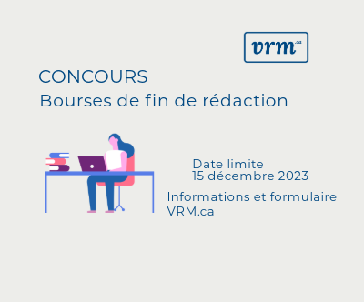 Affiche du concours des bourses de fin de rédaction VRM 2023