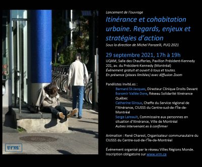 Affiche du lancement de l'ouvrage « Itinérance et cohabitation urbaines. Regards, enjeux et stratégies d’action »