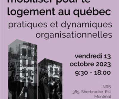 Affiche de la journée d'étude « Mobiliser pour le logement au Québec »